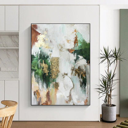 Green, Gold, and Brown Abstract Art for Rustic Winery Tasting Room & Nature - Lover’s Lounge DLZ1018