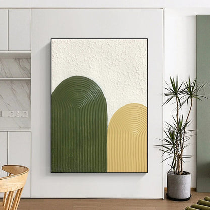 Green - Yellow Relief Art for Mid - Century Kitchen & Outdoor Café DLZ1183