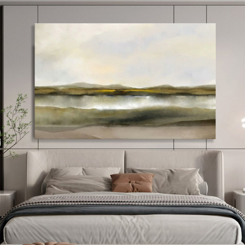 Yellow - Green Landscape Abstract Art for Cozy Study DLZ2745