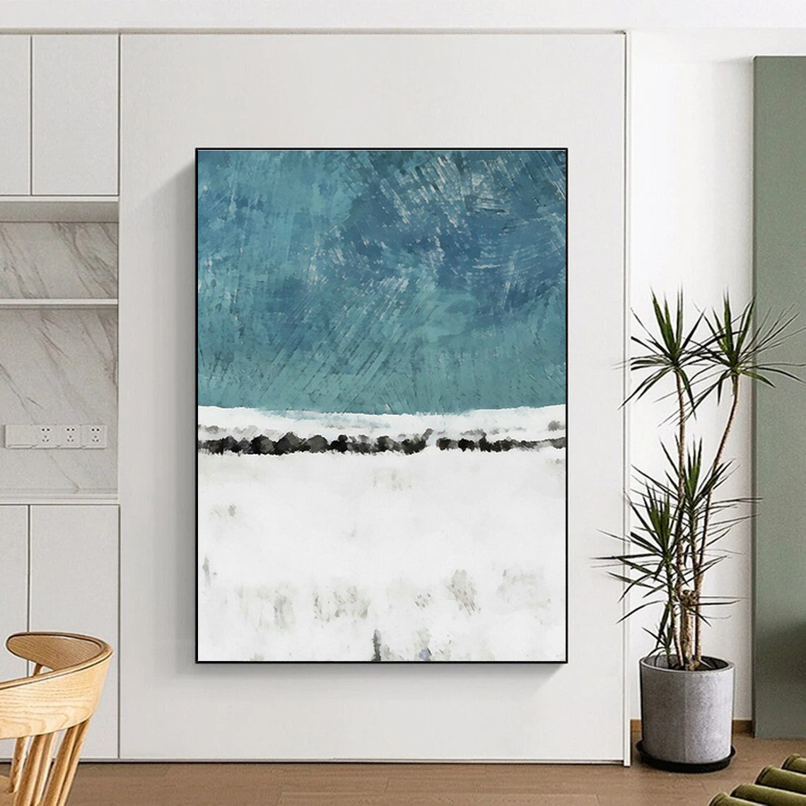 Blue - White Snowscape Art for Nordic - Style Home & Winter Lodge DLZ0680