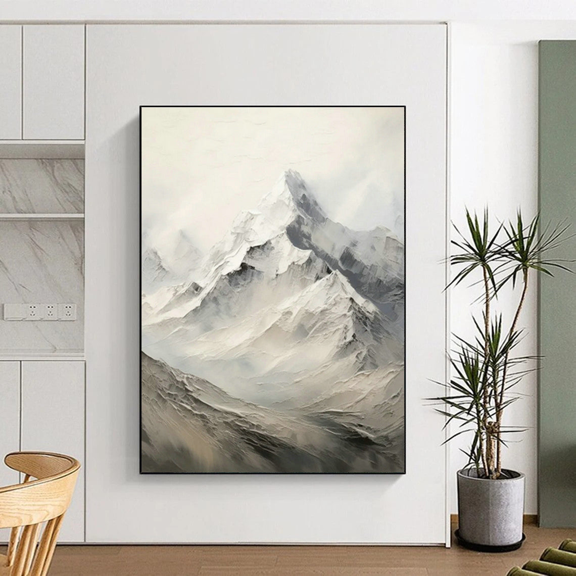 Snowy Mountain Abstract Art for Ski Lodge & Nature - Lover’s Home DLZ1263