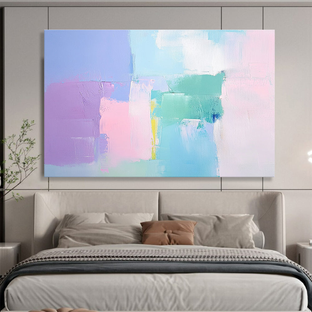 Pastel Color - Block Abstract Art for Feminine Bedroom & Soft - Toned Café SC255