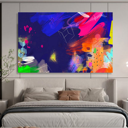 Dark - Night Colorful Abstract Art for Rooftop Bar Backdrops DLZ2586