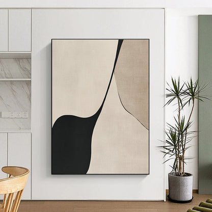 Black and Beige Curved Shapes Art for Modern Bedroom & Luxury Hotel Suite STSC1324