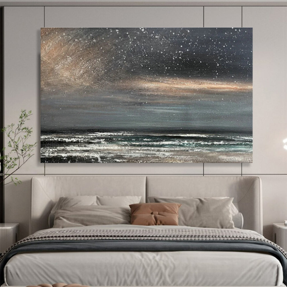 Starry Sky Sea View Oil Painting for Bohemian - Style Lounges DLZ2487