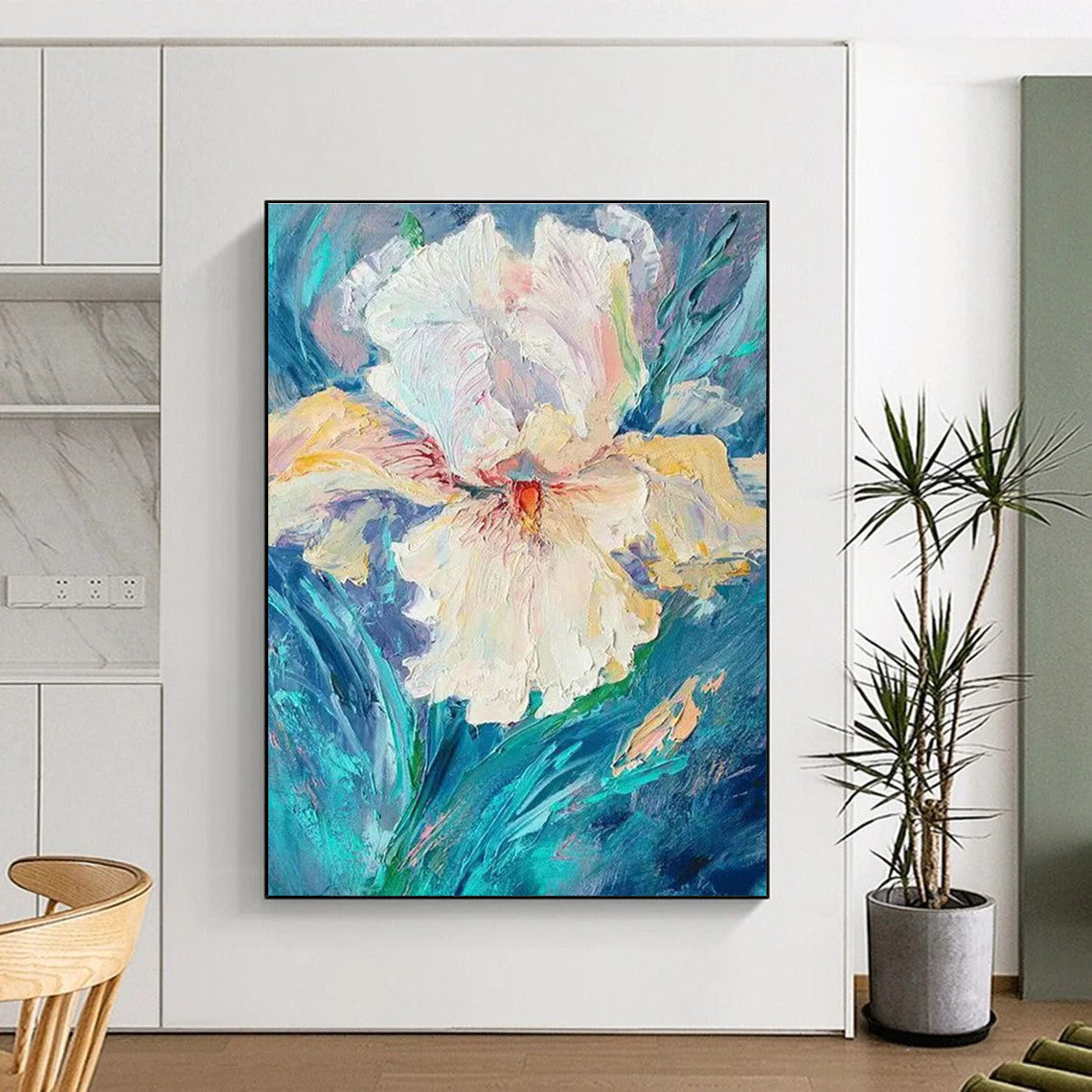 White Iris Flower Art for Shabby - Chic Bridal Suite & Feminine Floral Boutique DLZ0949