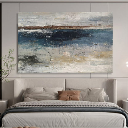 Gray - Blue Abstract Seaside Art for Modern Coastal Condo Living Rooms DLZ2672