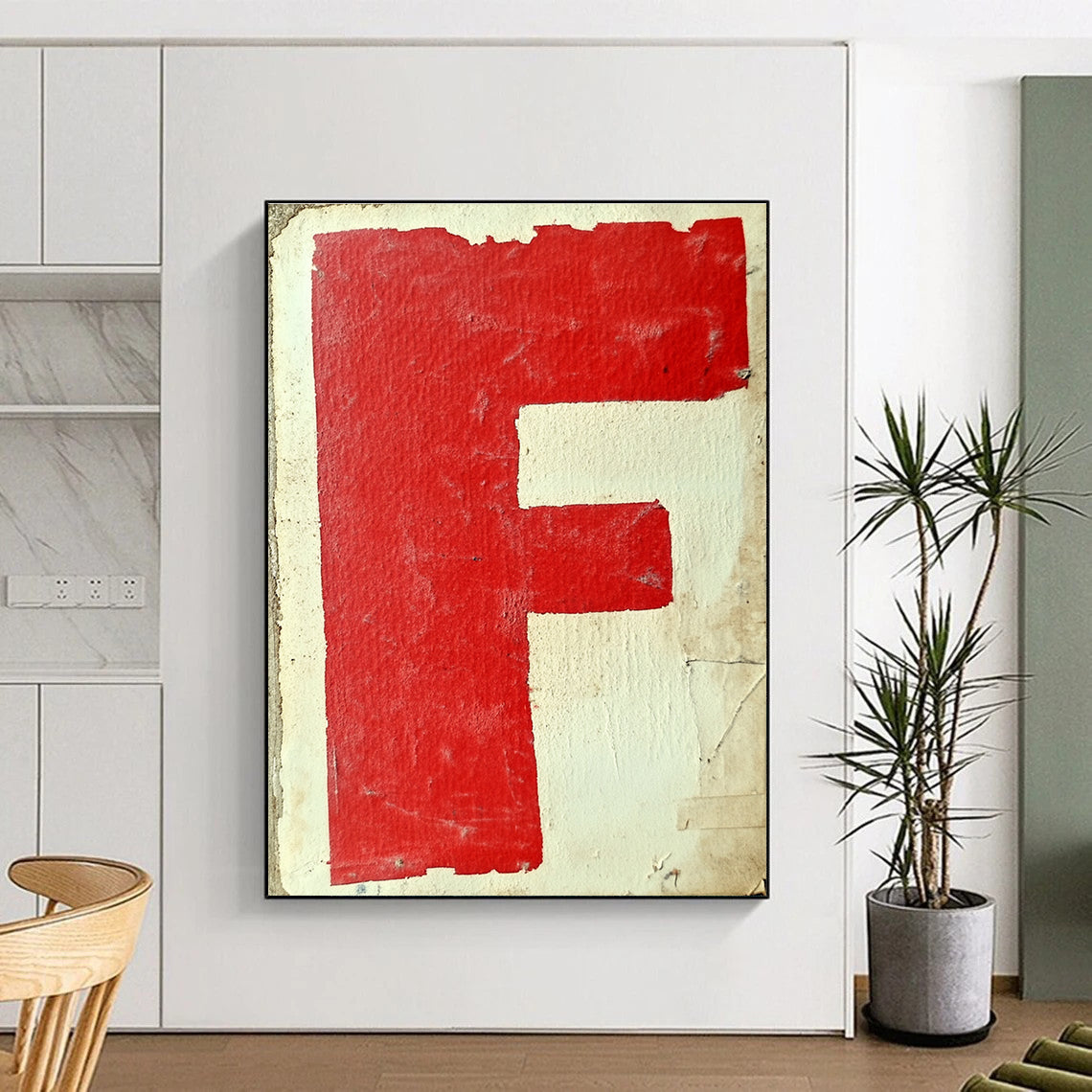 Red “F” on White Art for Retro - Style Bookstore & Industrial - Chic Home Study STSC1415