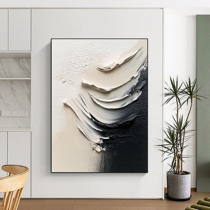 Monochrome Texture Strokes Abstract Impasto Art for Industrial - Style Loft & Creative Home Studio STSC1485