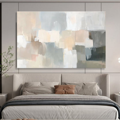 Neutral Tones Abstract Blocks Art for Modern Art Gallery & Sophisticated Waiting Room SC059