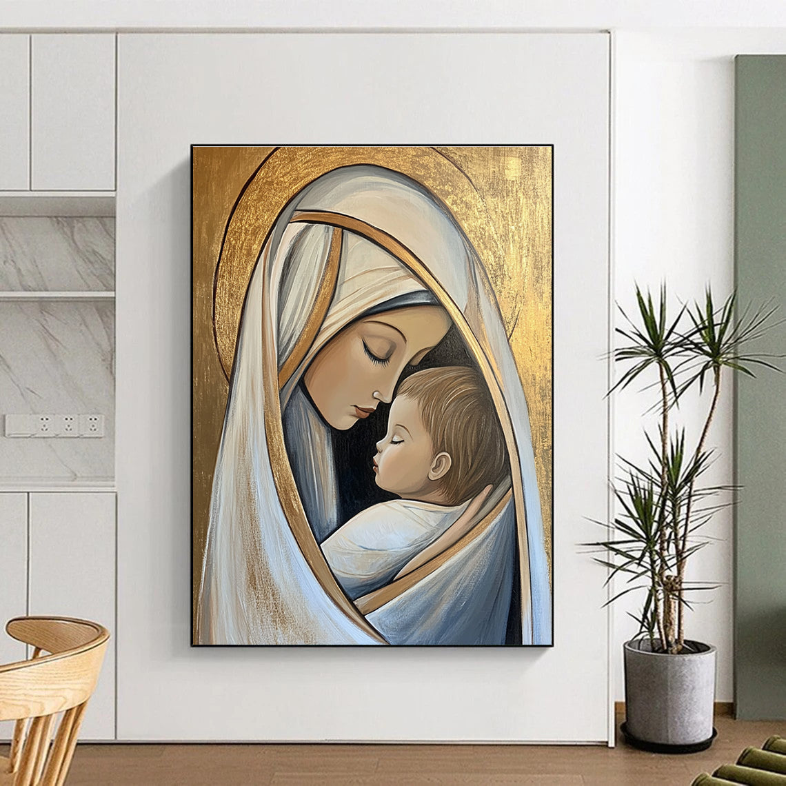 Madonna and Child Art for Religious Institution & Serene Home Prayer Room STSC1434