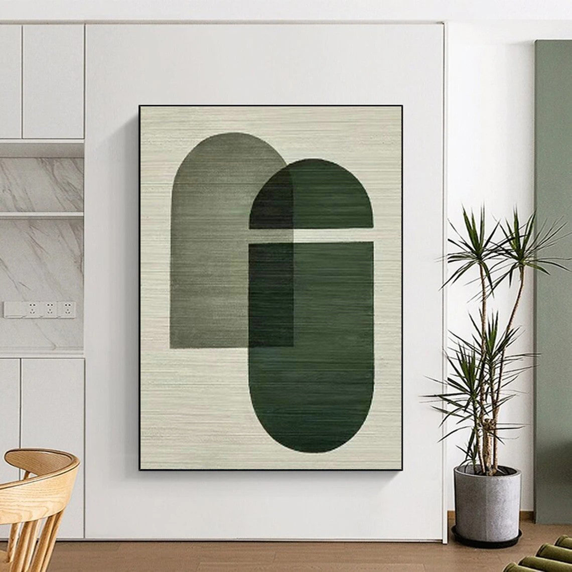 Green Geometric Art for Modern Home Office Breakout Zones DLZ0258