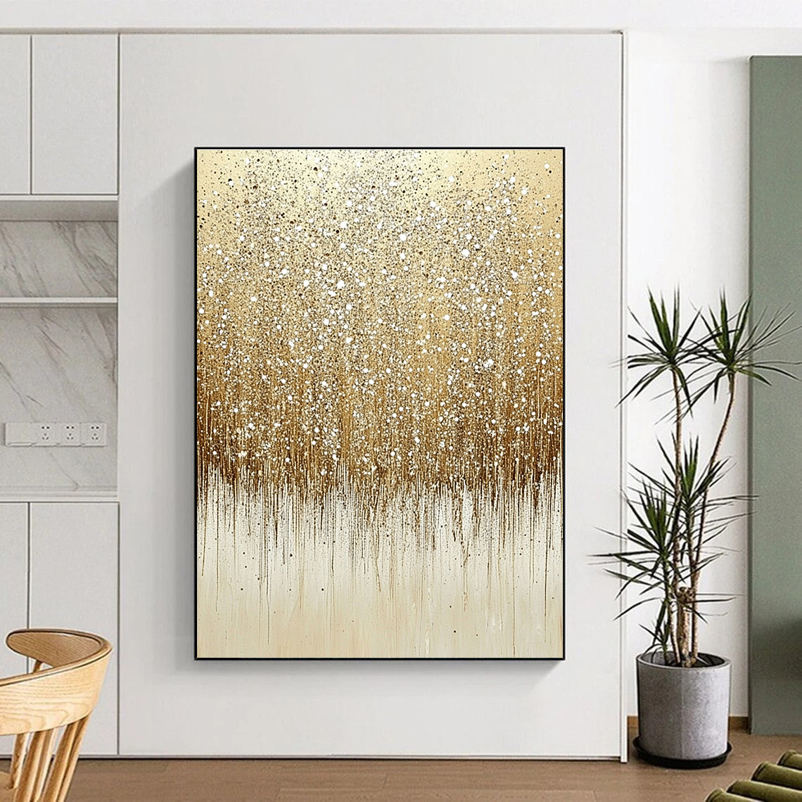 Luxurious Golden Drizzle Art for Ballroom & Home Gallery STSC681