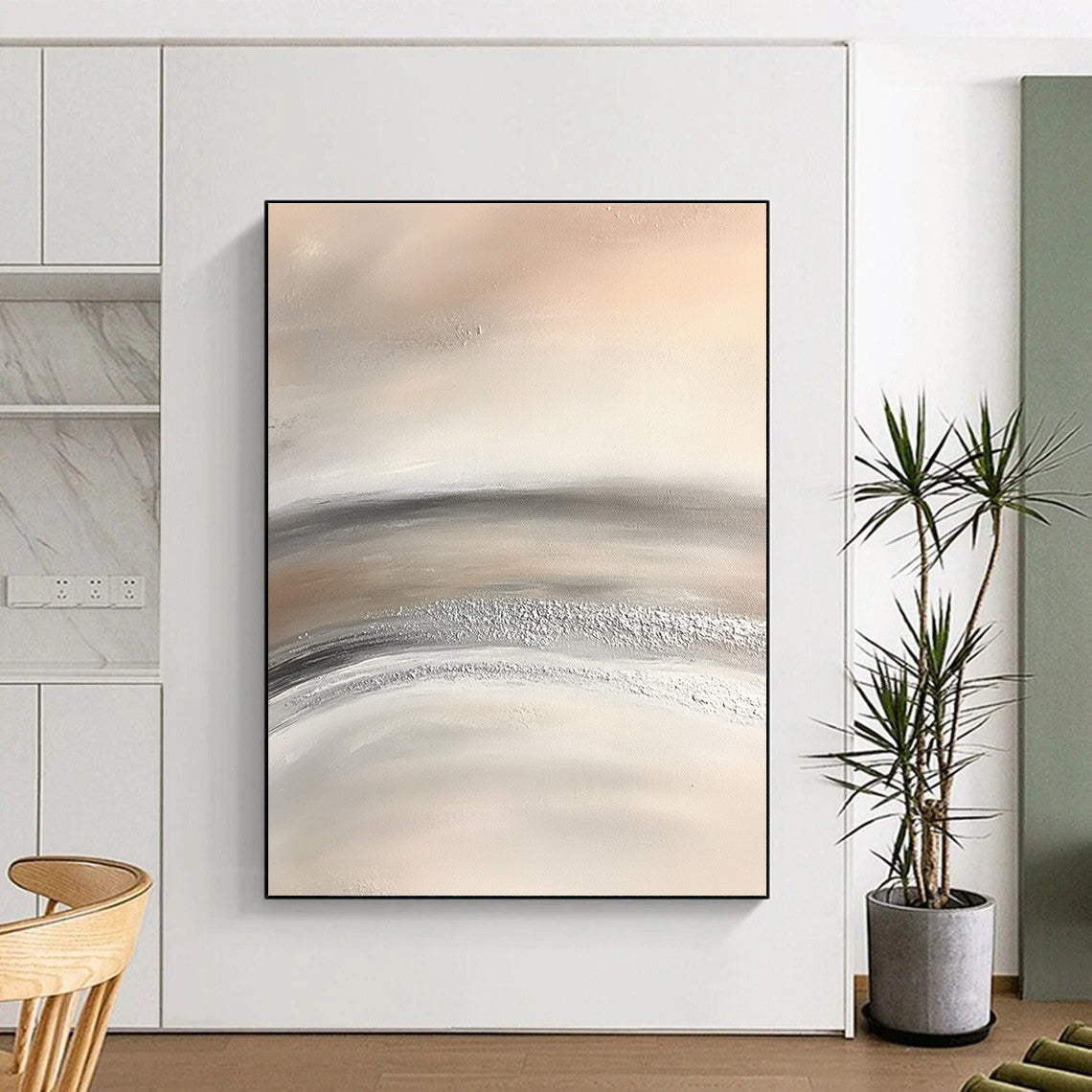 Monochrome Textured Waves for Industrial - Style Loft & Abstract Art Exhibition STSC949