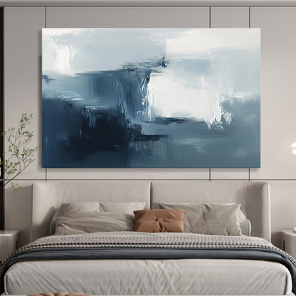 Blue - Gray Abstract Mist Art for Coastal Bedroom & Minimalist Spa SC232
