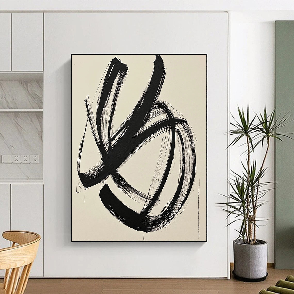 Bold Black Brushstrokes for Contemporary Art Studio & Dramatic Entryway STSC549