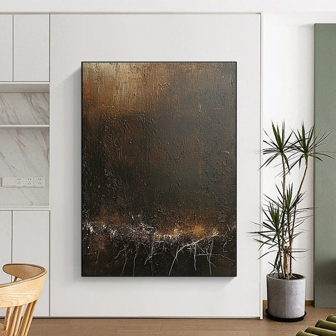Dark Textured Abstract Art for Industrial - Chic Loft & Introspective Home Study STSC1429