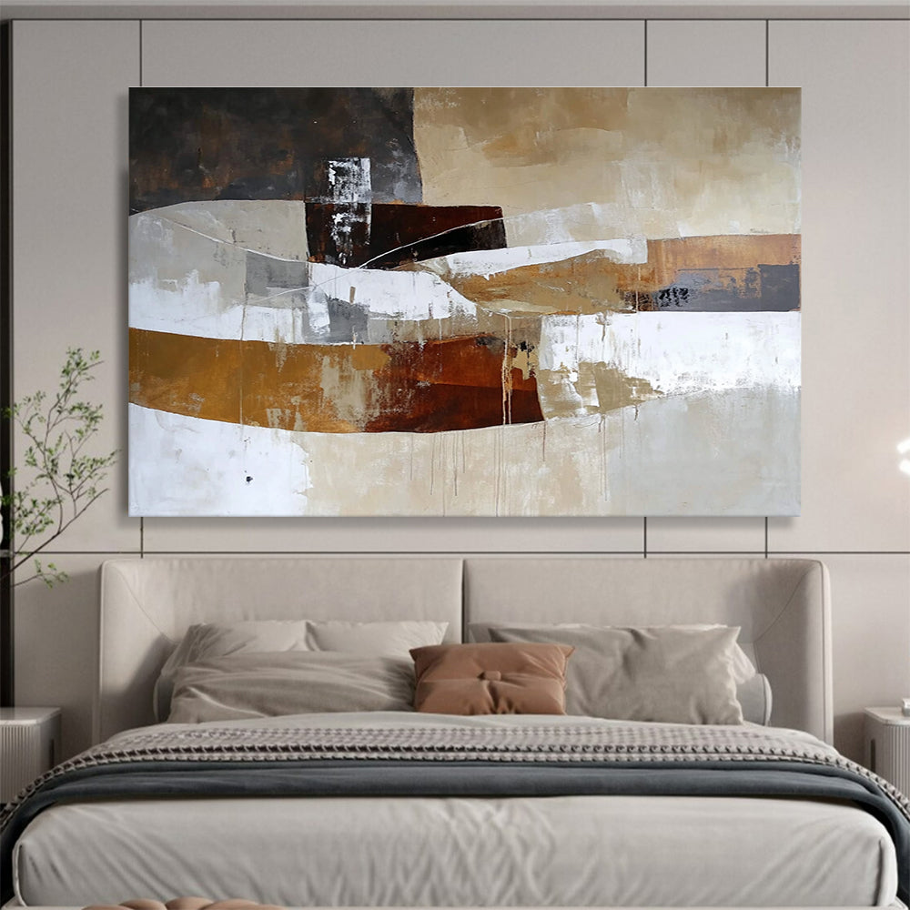 Earth - Toned Abstract Blocks Art for Minimalist Office & Industrial - Chic Café SC321