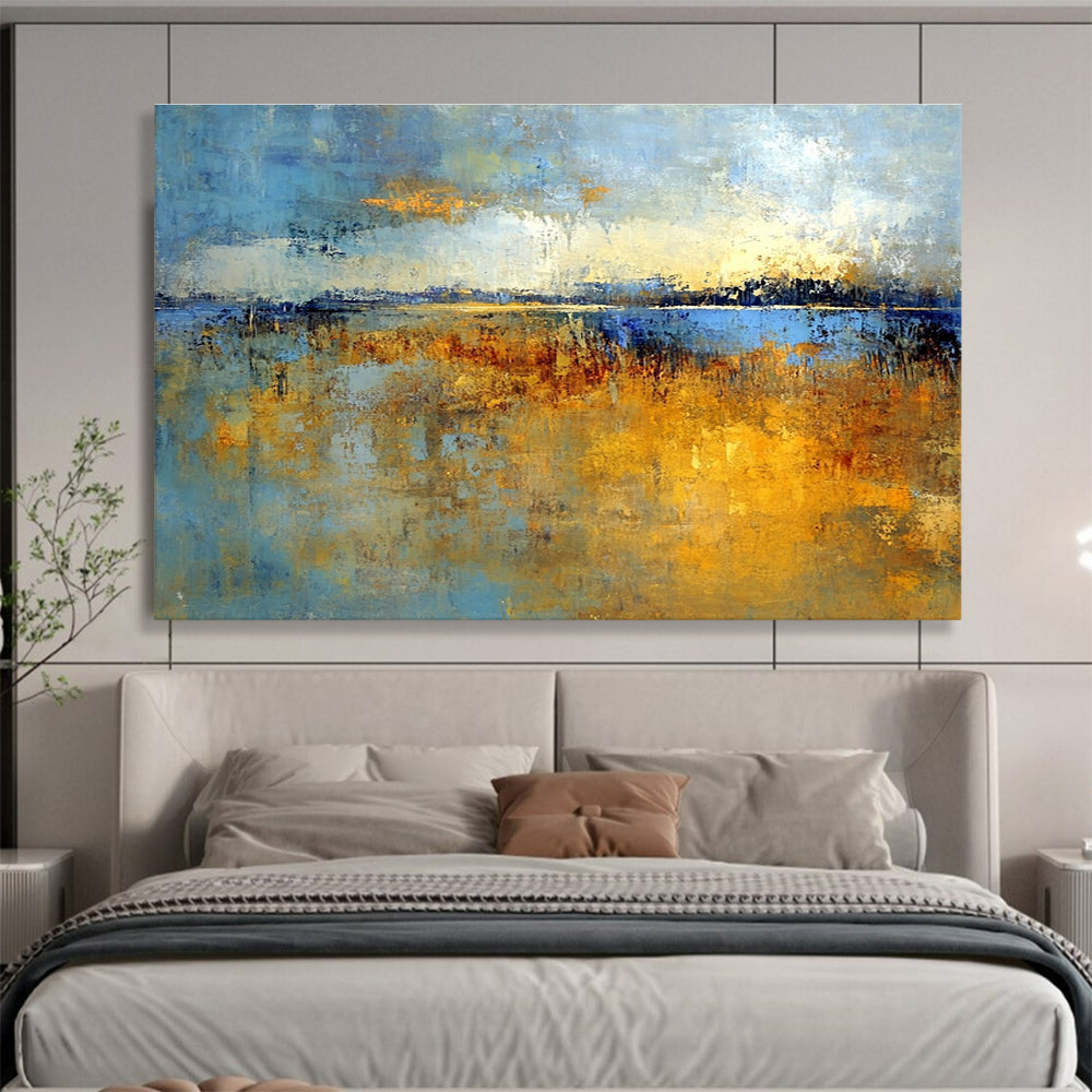 Blue and Gold Marshland Art for Nature - Inspired Office & Lakeside Café SC361