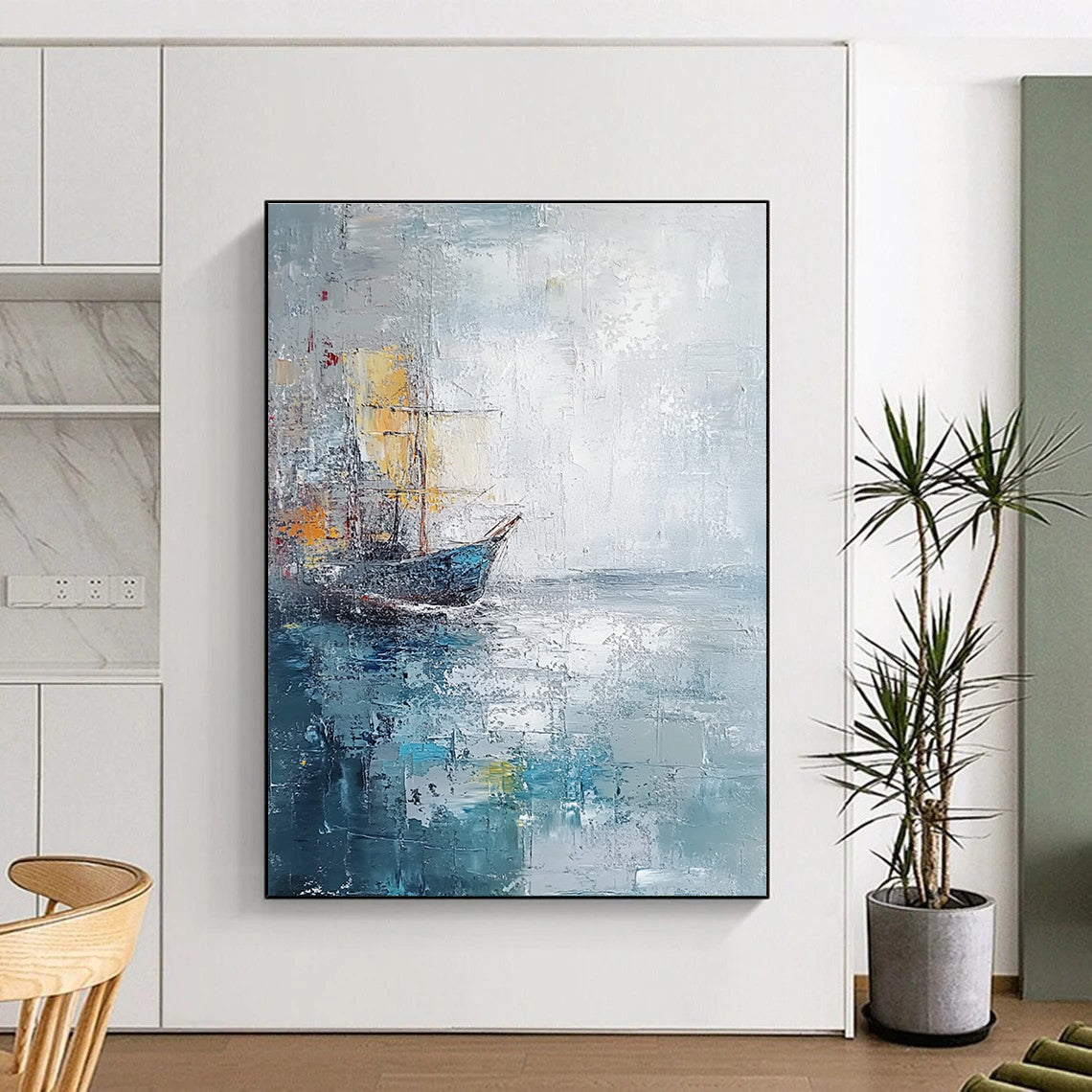 Sailing Ship in Mist Art for Nautical - Themed Restaurant & Coastal Home Office STSC120