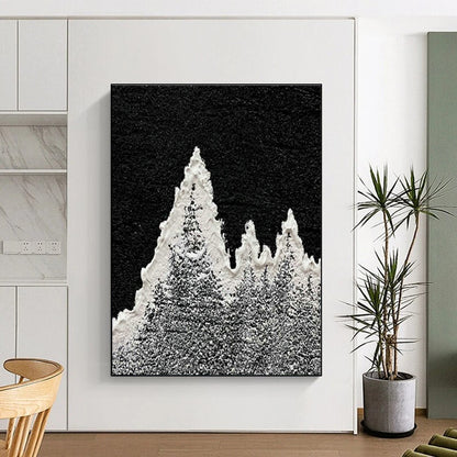 Black - White Snow Mountain Art for Minimalist Ski Lodge Common Areas DLZ0019