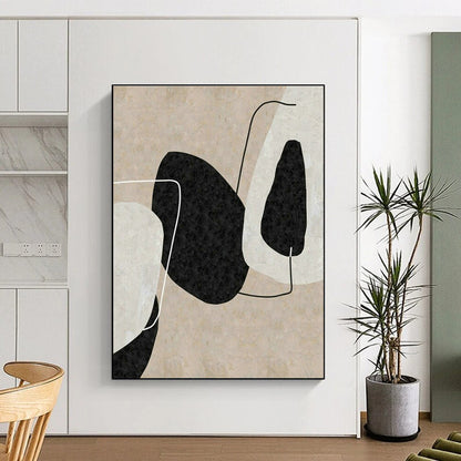 Beige - Black Geometric Abstract for Minimalist Office & Art Gallery DLZ2060