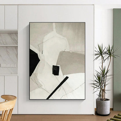 Black - White Geometric Abstract for Industrial - Style Café & Monochrome Home Library DLZ0881