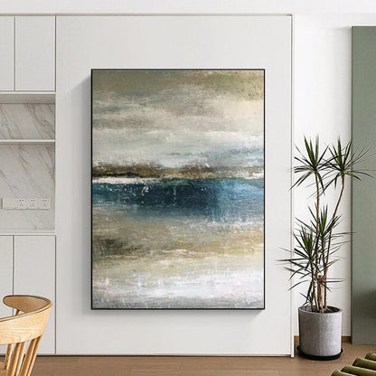 Misty Ocean Abstract for Scandinavian - Style Beach House & Zen Meditation Nook DLZ0926