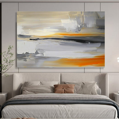 Gray and Orange Abstract Art for Modern Studio Apartment & Creative Agency Office SC175