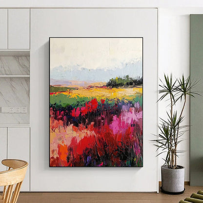 Vibrant Floral Field Landscape Art for Creative Studio & Garden - Themed Café STSC113