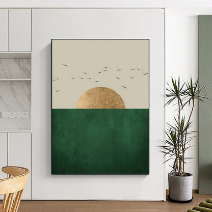 Minimalist Golden Sunset Wall Art for Living Room & Office DLZ0391