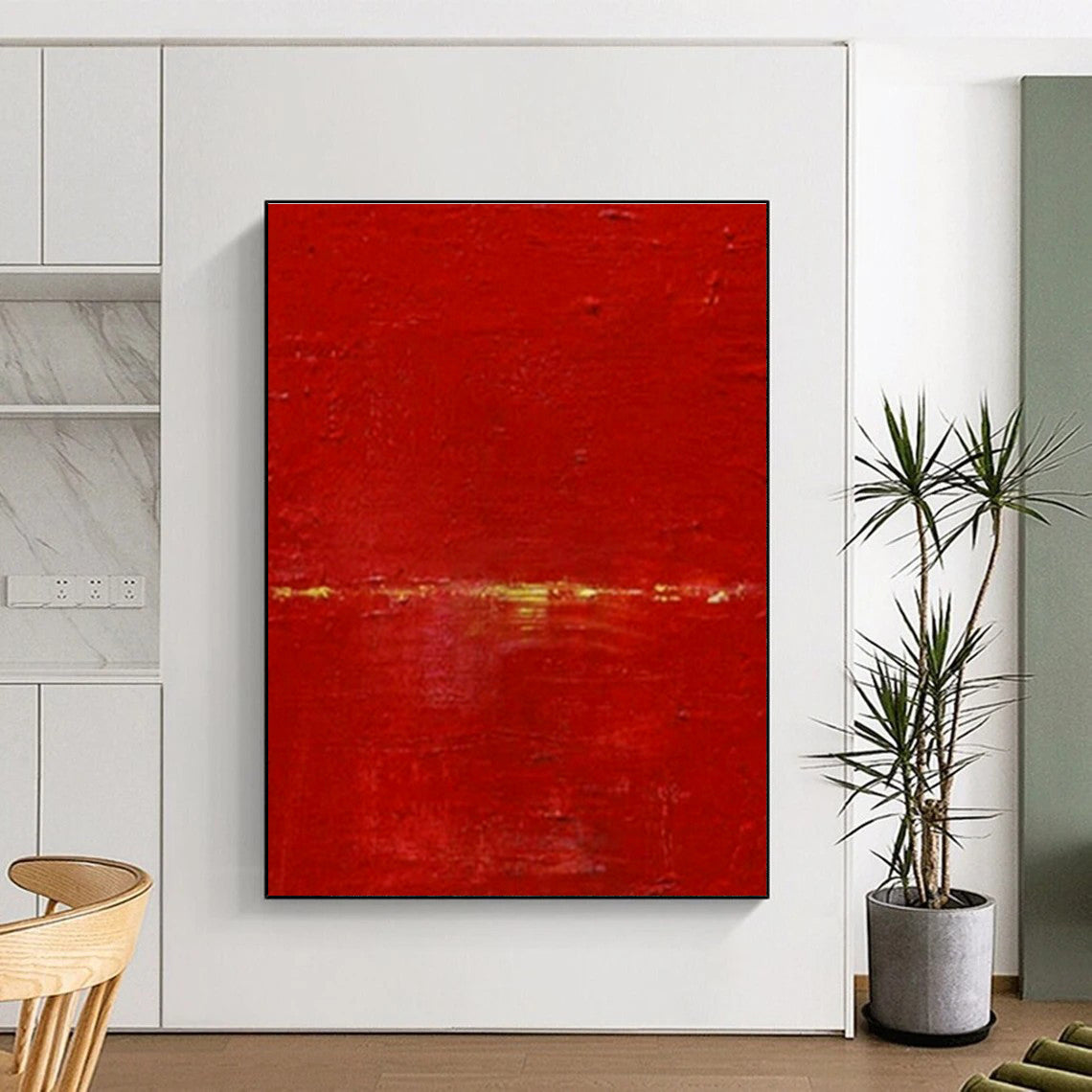 Bold Red Minimalist Art for Modern Office Lobby & Dramatic Dining Room DLZ1992