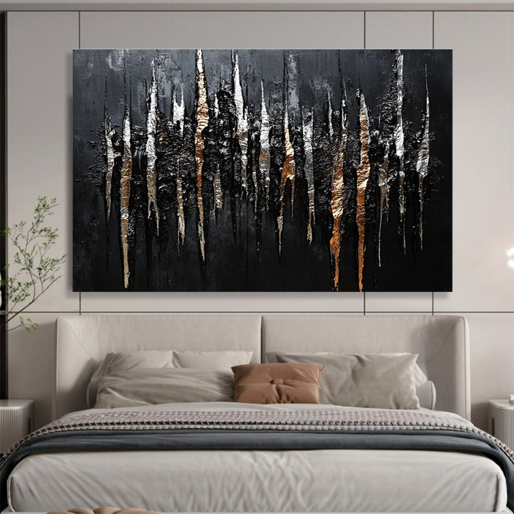 Textured Black - Silver - Gold Art for Luxury Hotel Lobby & Art Gallery SC019
