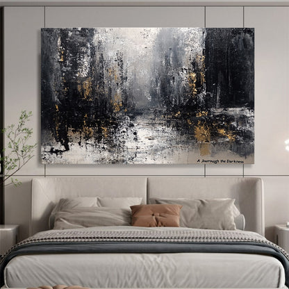 Dark Abstract with Gold Art for Luxury Penthouse & Sophisticated Art Gallery SC286