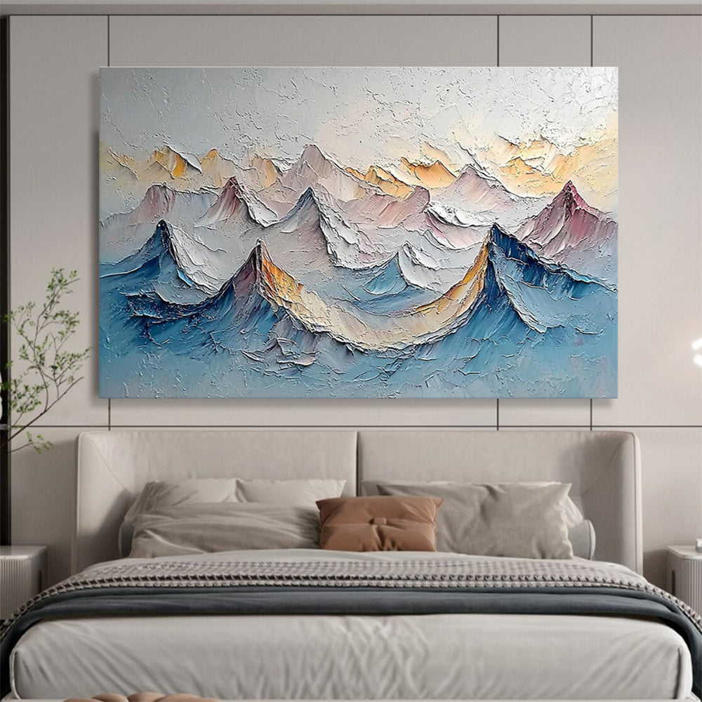 Textured Mountain Range Art for Adventure - Inspired Home Office Walls DLZ3286