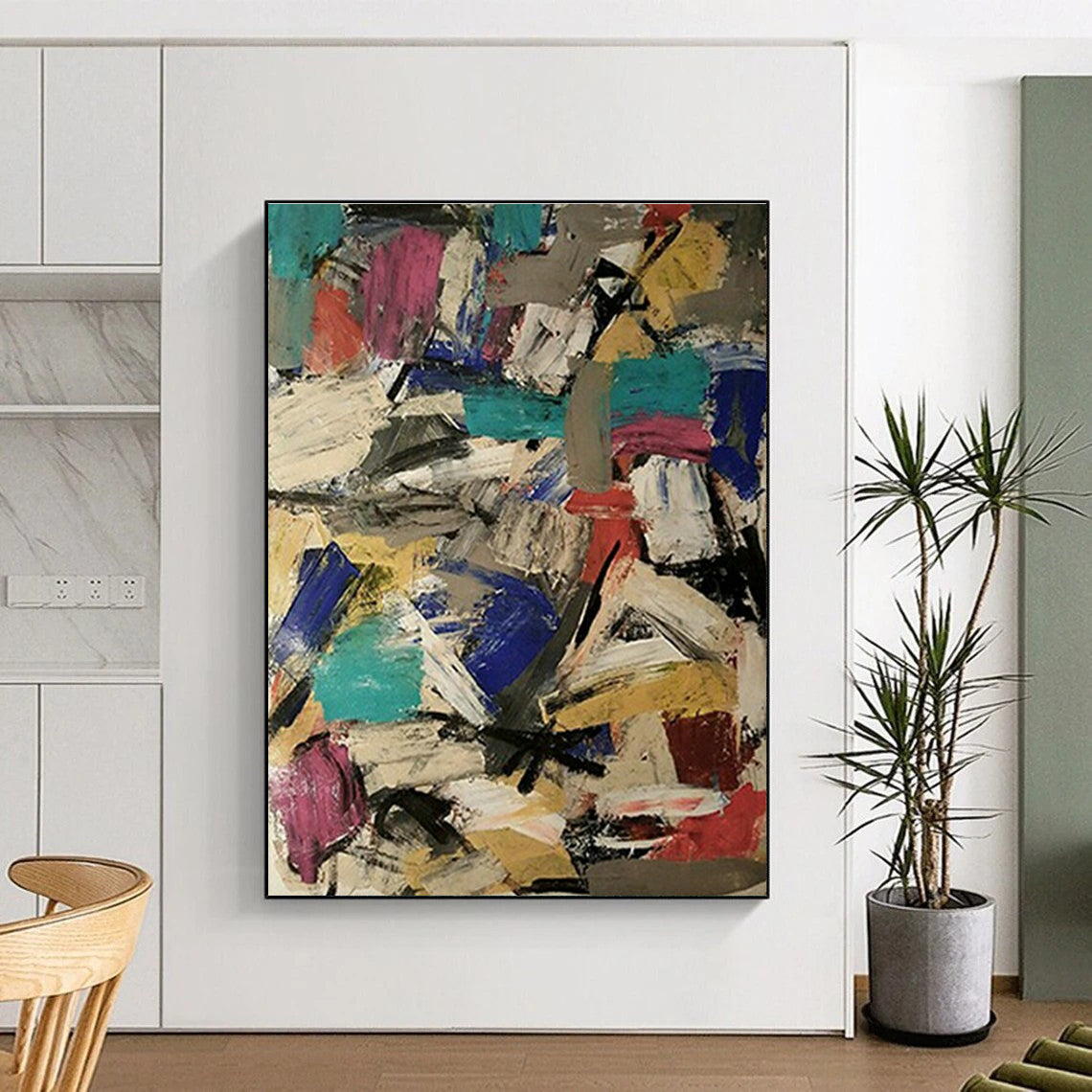 Colorful Block Abstract Art for Artistic Community Center & Bohemian Home Gallery Wall DLZ1604