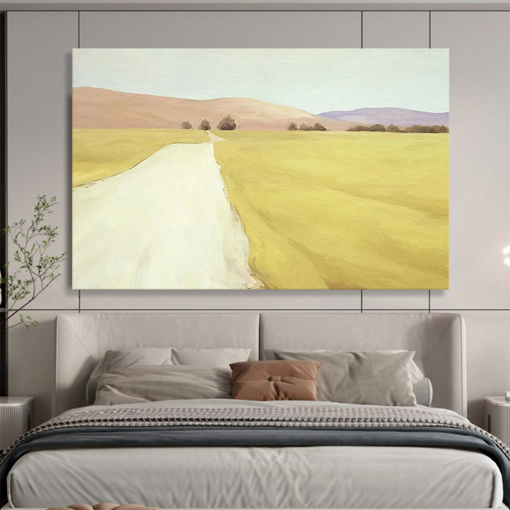 Yellow Field & Path Art for Rustic Farmhouse Dining Areas DLZ3126