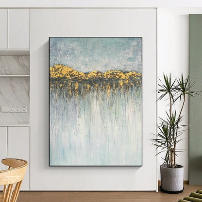 Gold - Mountain Drip Abstract Art for Luxury Living Room & Upscale Hotel Lobby DLZ0773
