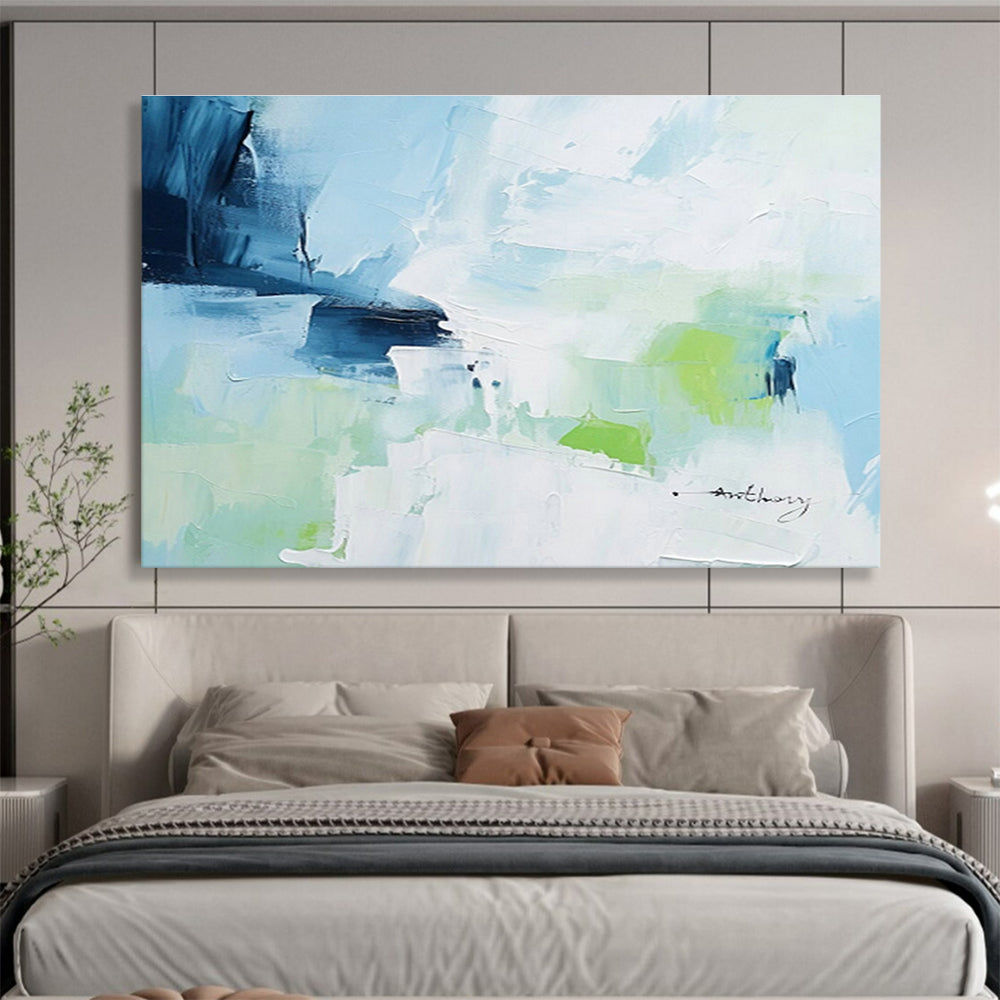 Blue - Green Abstract Art for Minimalist Home Yoga and Meditation Corners DLZ2692