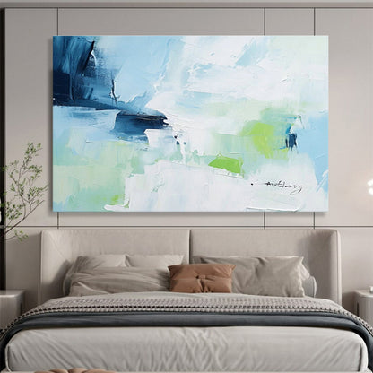 Blue - Green Abstract Art for Minimalist Home Yoga and Meditation Corners DLZ2692