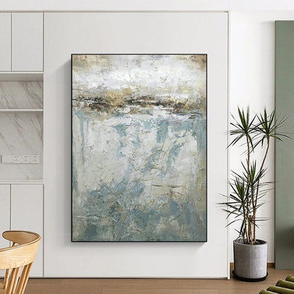 Light Brown - Blue Abstract Art for Bedroom & Dining Room DLZ0561