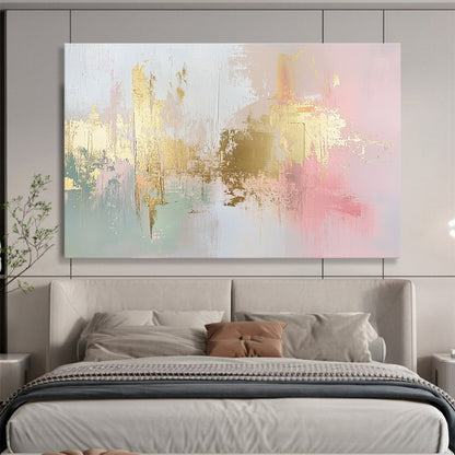 Gold - Accented Pastel Abstract Art for Chic Home Office & High - End Café SC283