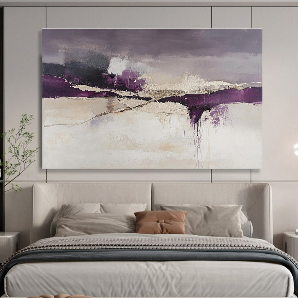 Purple and Gray Abstract Art for Modern Bedroom & Artistic Lounge SC316