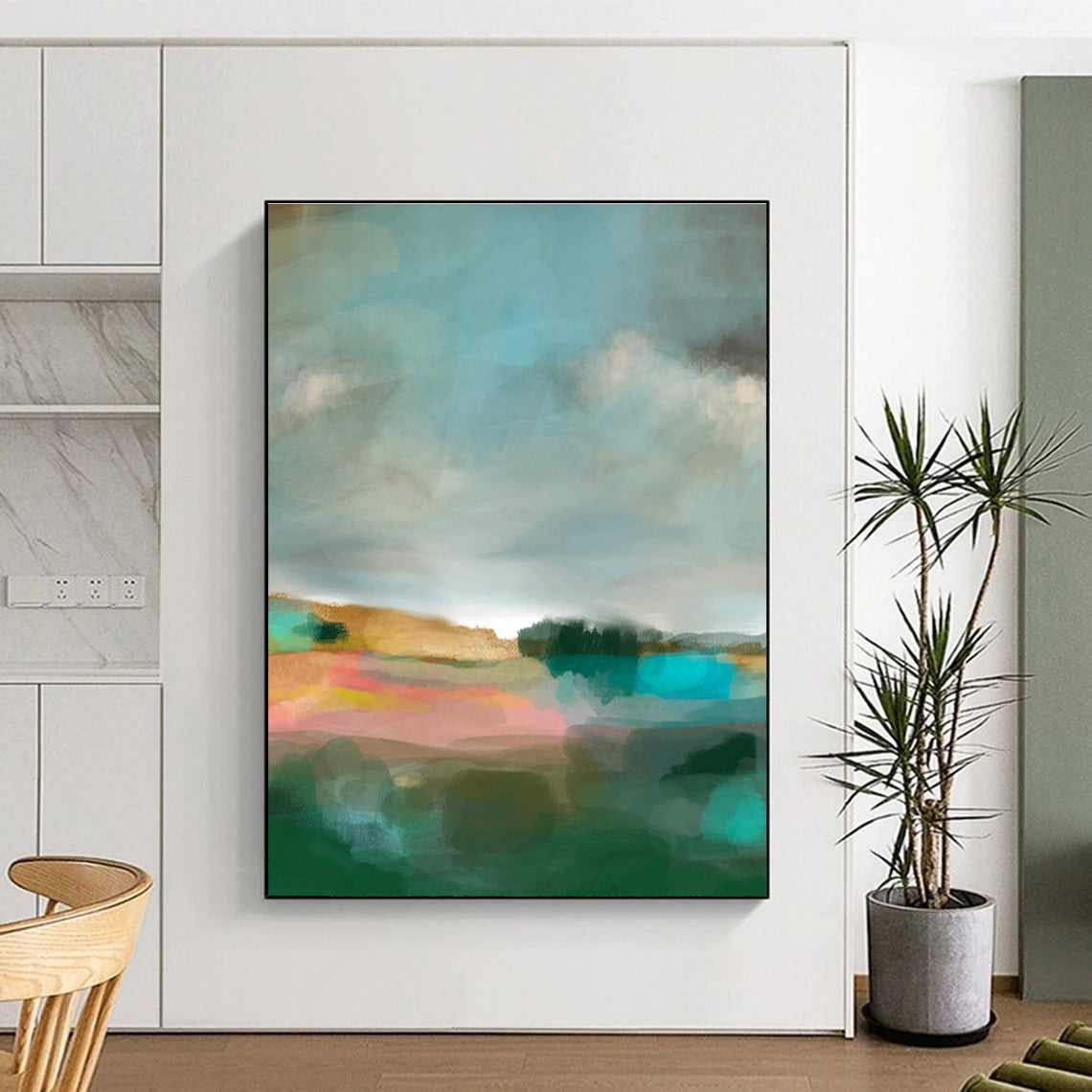 Misty Landscape Abstract Art for Lakeside Villa & Art - Themed Café DLZ0640