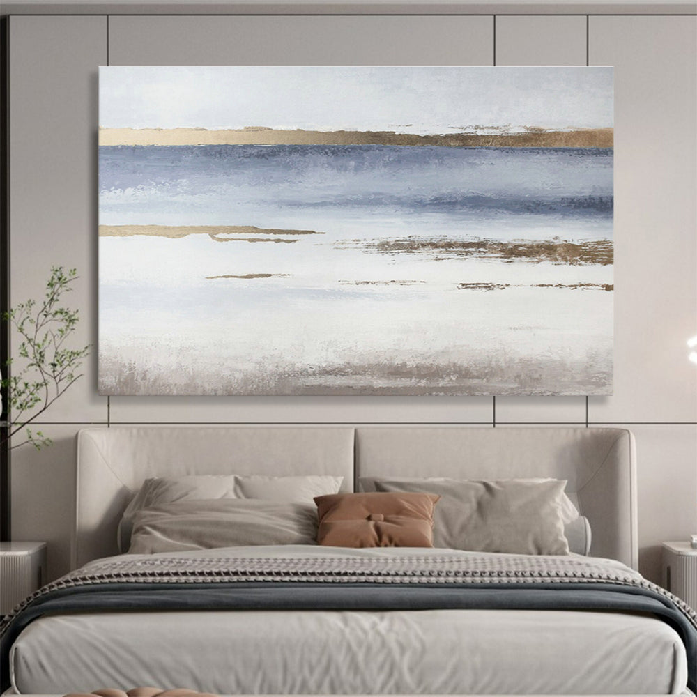 Blue - Gold Minimalist Abstract Art for Coastal - Inspired Spa Retreats DLZ2519
