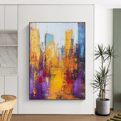 Golden - Hued Abstract Cityscape for Luxury Office Reception & Contemporary Living Room STSC161