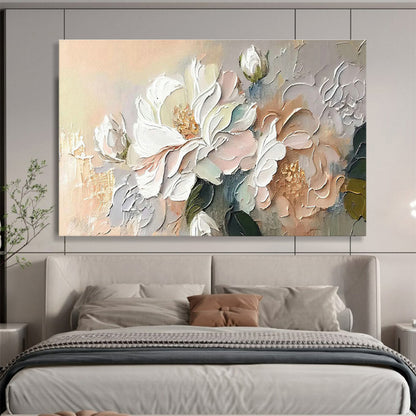 Pastel Flower Relief Art for Charming Cottage - Style Breakfast Nooks DLZ3097