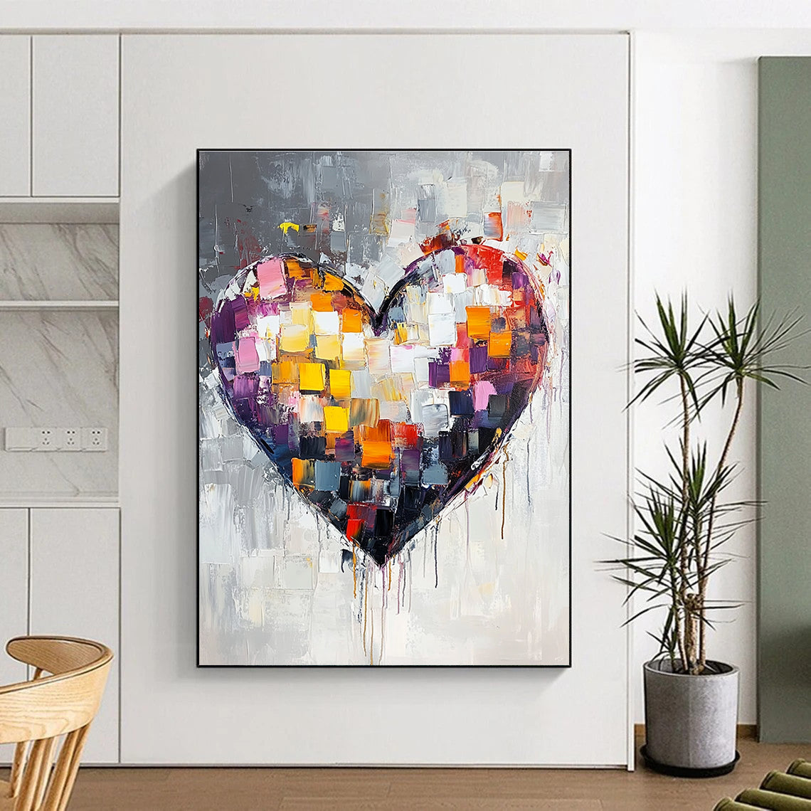 Vibrant Colorful Heart Art for Bedroom & Café STSC071