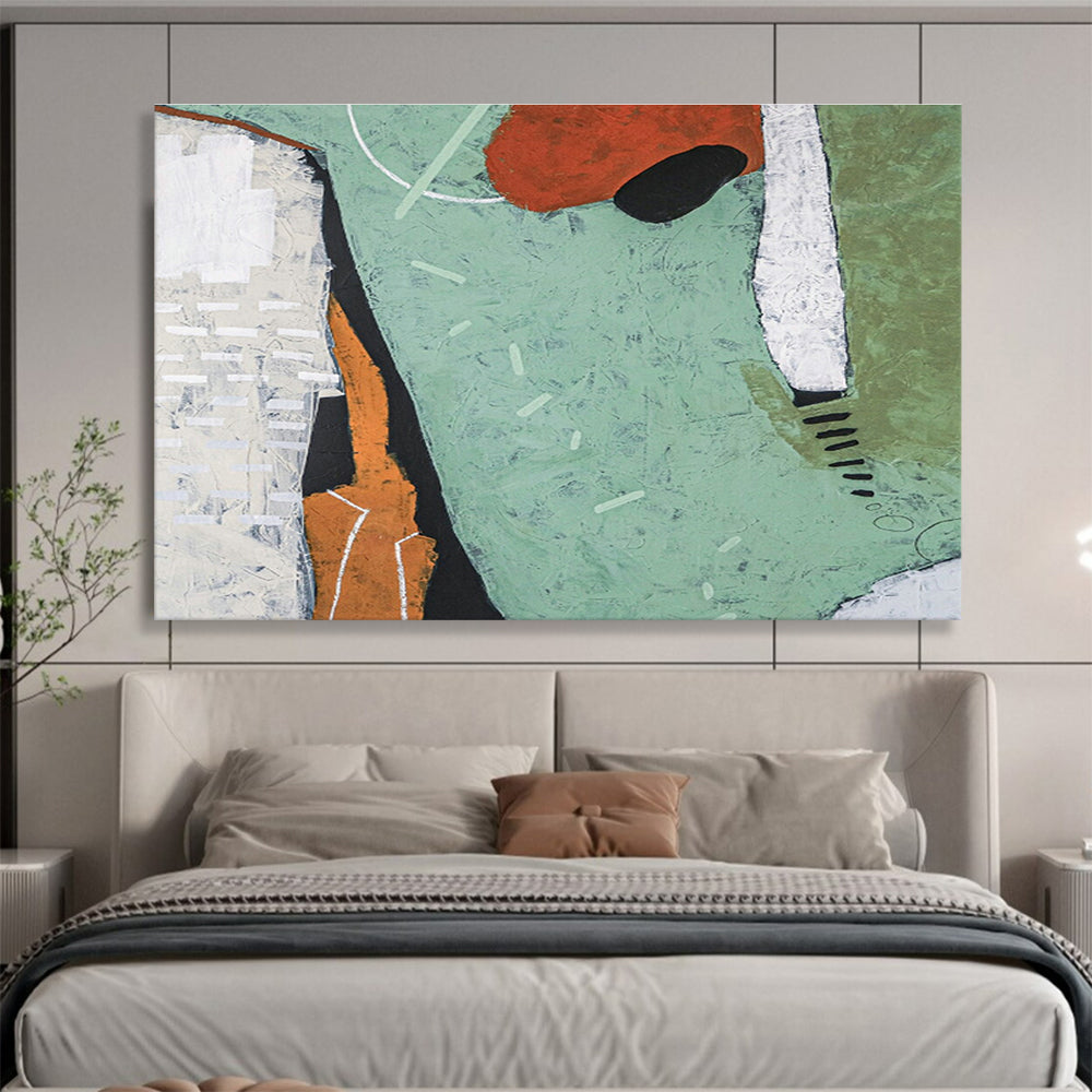 Green - Orange Abstract Art for Bohemian - Style Yoga Studio DLZ2951