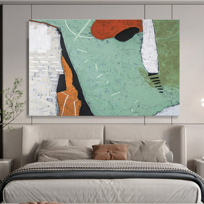Green - Orange Abstract Art for Bohemian - Style Yoga Studio DLZ2951